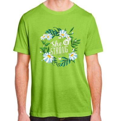 Christian Bible Verse She Is Strong Proverbs 3125 Flower Adult ChromaSoft Performance T-Shirt