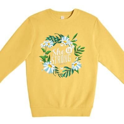 Christian Bible Verse She Is Strong Proverbs 3125 Flower Premium Crewneck Sweatshirt