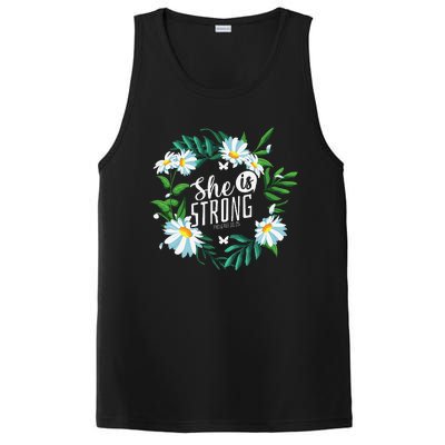 Christian Bible Verse She Is Strong Proverbs 3125 Flower PosiCharge Competitor Tank