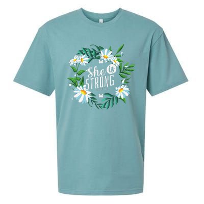 Christian Bible Verse She Is Strong Proverbs 3125 Flower Sueded Cloud Jersey T-Shirt