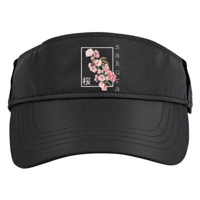 Cherry Blossom Vintage Japanese Sakura Kanji Aesthetic Adult Drive Performance Visor