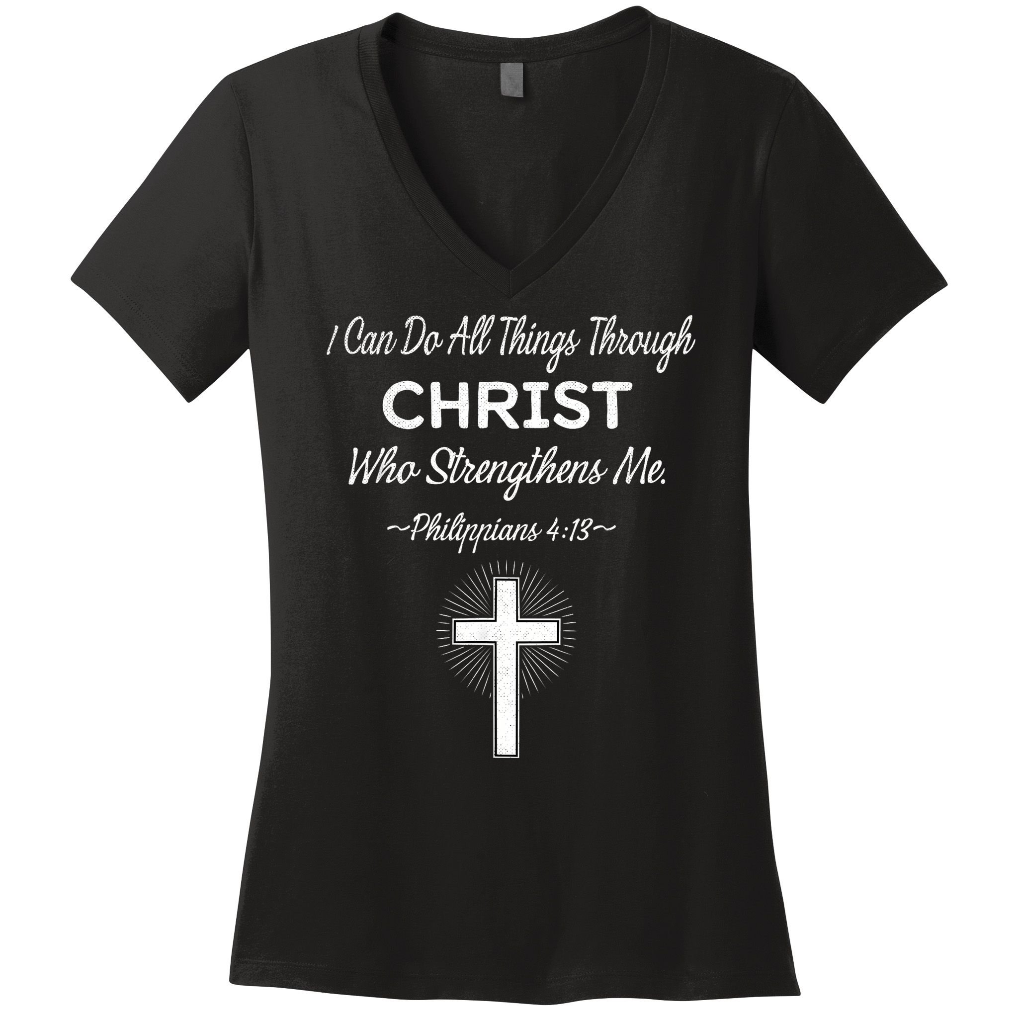 Christian  Bible Verse Jesus I Can Do All Things Christ Women's V-Neck T-Shirt