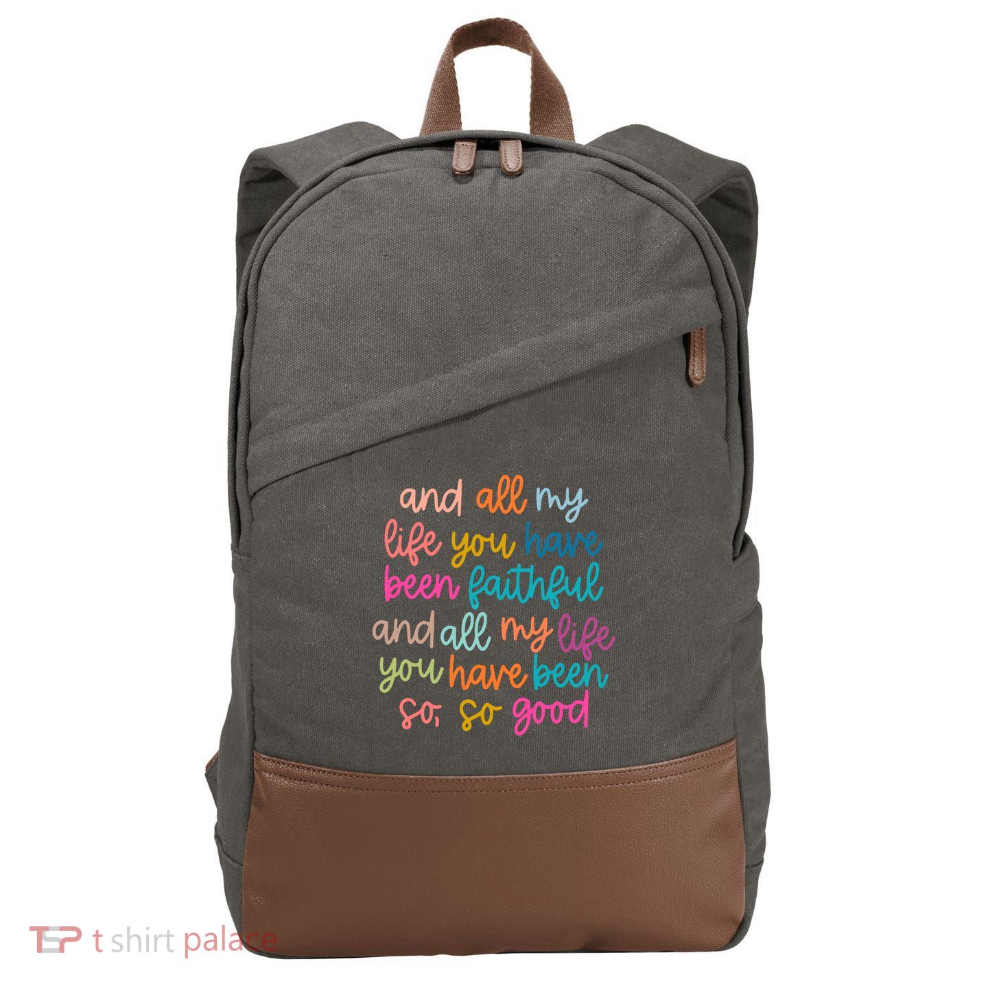 Christian Bible Verse And All My Life You Have Been Faithful Bright Cotton Canvas Backpack
