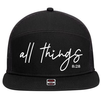 Christian Bible Verse Romans All Things Faith Religious 7 Panel Mesh Trucker Snapback Hat