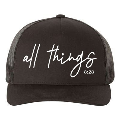 Christian Bible Verse Romans All Things Faith Religious Yupoong Adult 5-Panel Trucker Hat