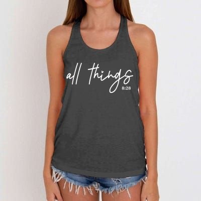 Christian Bible Verse Romans All Things Faith Religious Women's Knotted Racerback Tank