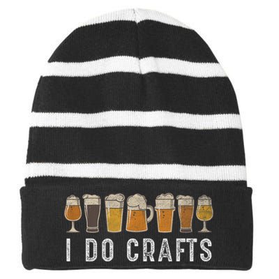 Craft Beer Vintage I Do Crafts Home Brew Striped Beanie with Solid Band