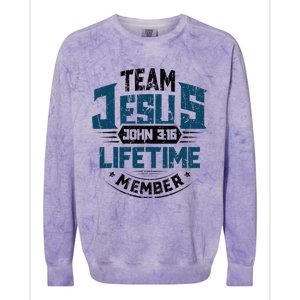 Christian Bible Verse Team Jesus Lifetime Member Scripture Colorblast Crewneck Sweatshirt