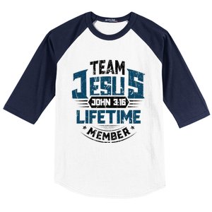 Christian Bible Verse Team Jesus Lifetime Member Scripture Baseball Sleeve Shirt