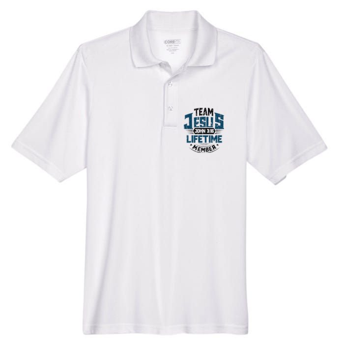 Christian Bible Verse Team Jesus Lifetime Member Scripture Men's Origin Performance Pique Polo