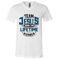 Christian Bible Verse Team Jesus Lifetime Member Scripture V-Neck T-Shirt