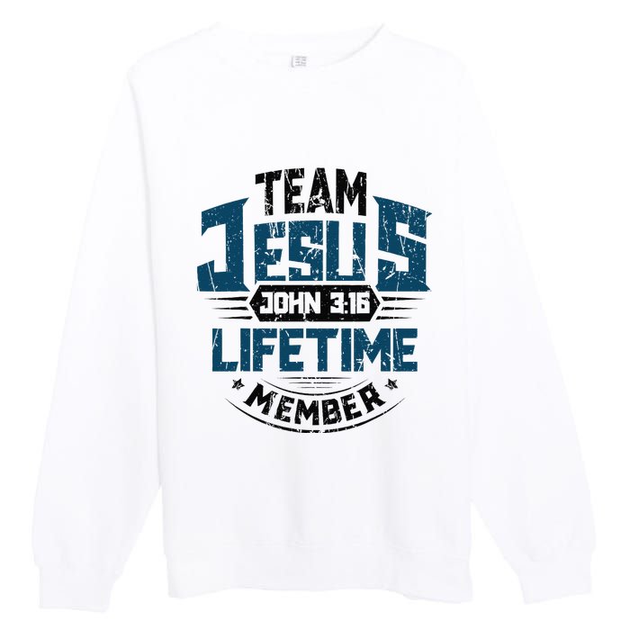 Christian Bible Verse Team Jesus Lifetime Member Scripture Premium Crewneck Sweatshirt