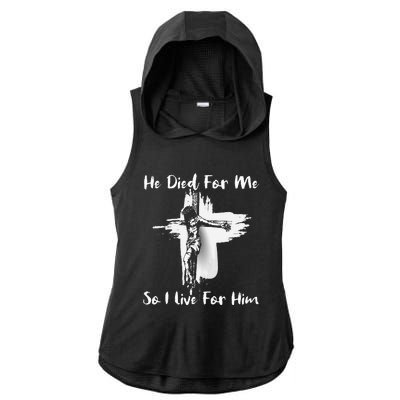 Christian Bible Verse Jesus Died For Me Ladies PosiCharge Tri-Blend Wicking Draft Hoodie Tank