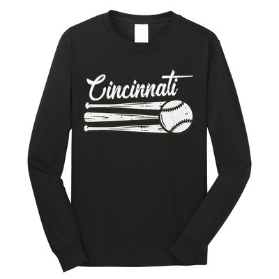 Cincinnati Baseball Vintage Distressed Met At Gameday Long Sleeve Shirt