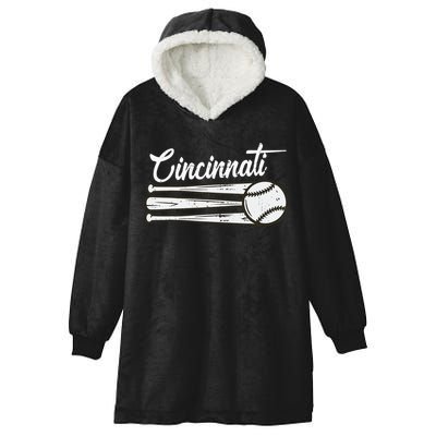 Cincinnati Baseball Vintage Distressed Met At Gameday Hooded Wearable Blanket