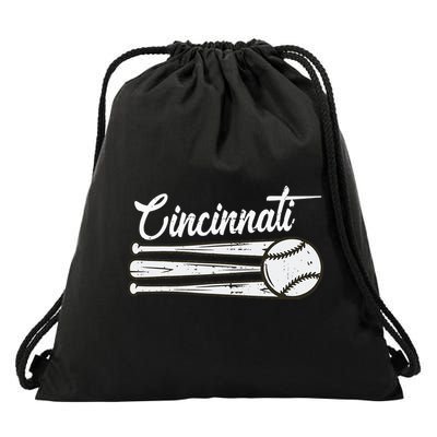 Cincinnati Baseball Vintage Distressed Met At Gameday Drawstring Bag