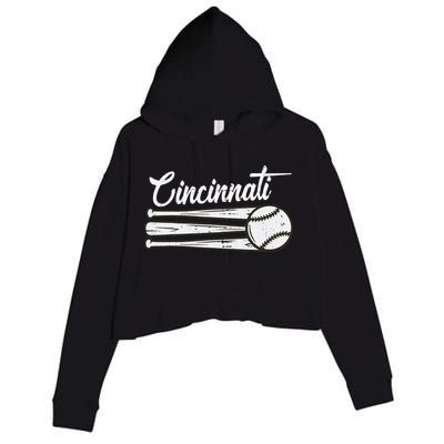 Cincinnati Baseball Vintage Distressed Met At Gameday Crop Fleece Hoodie