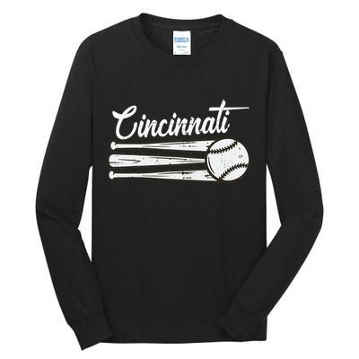 Cincinnati Baseball Vintage Distressed Met At Gameday Tall Long Sleeve T-Shirt