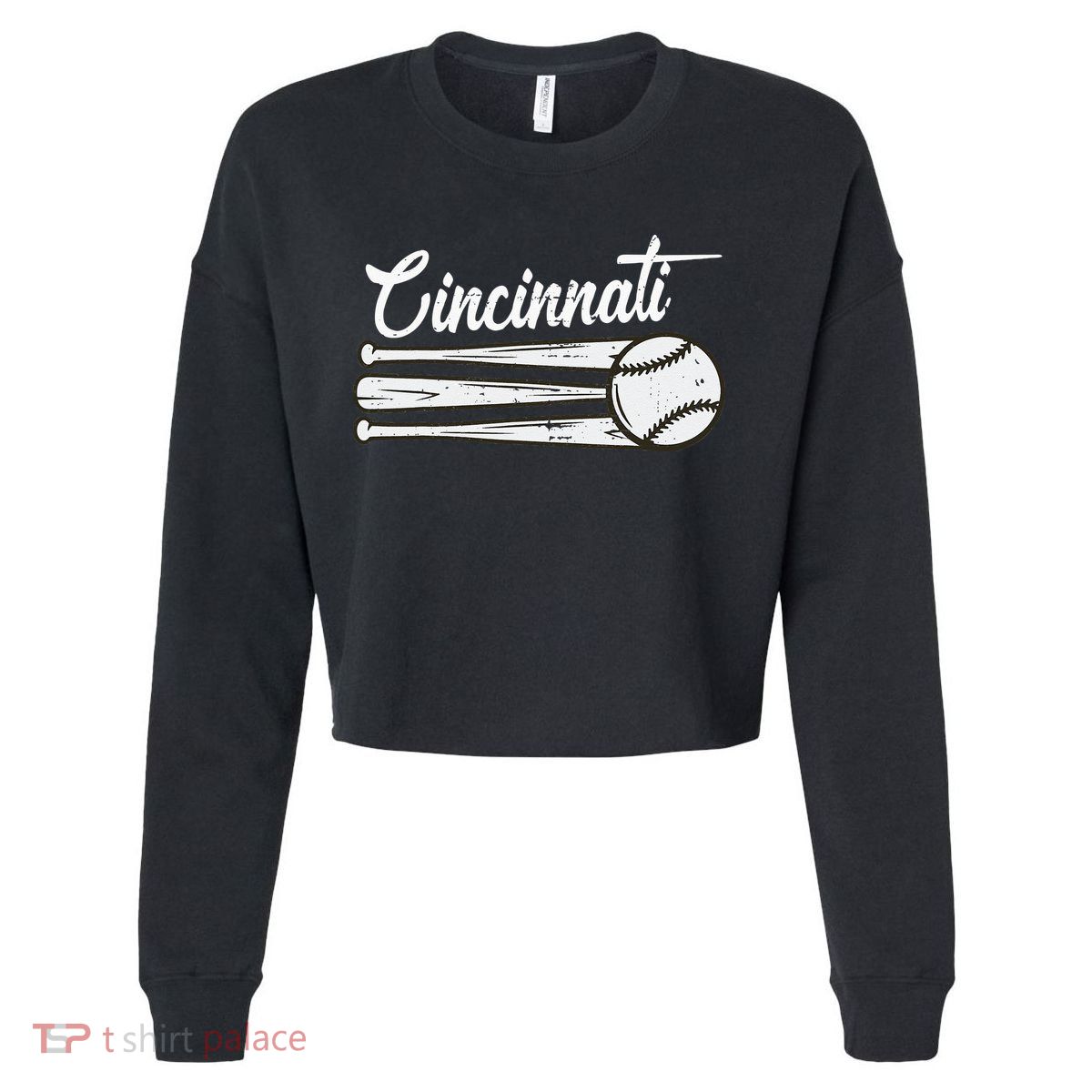 Cincinnati Baseball Vintage Distressed Met At Gameday Cropped Pullover Crew