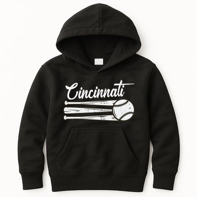 Cincinnati Baseball Vintage Distressed Met At Gameday Kids Hoodie