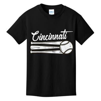 Cincinnati Baseball Vintage Distressed Met At Gameday Kids T-Shirt