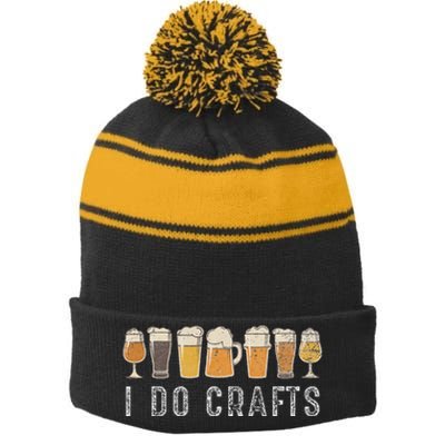 Craft Beer Vintage I Do Crafts Home Brew Art Cute Stripe Pom Pom Beanie