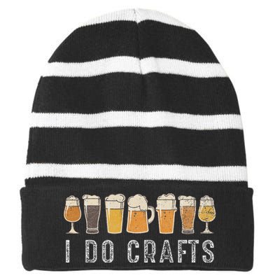 Craft Beer Vintage I Do Crafts Home Brew Art Cute Striped Beanie with Solid Band