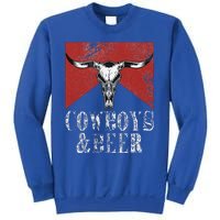 Cow & Beer Vintage Rodeo Bull Horn Western Country Sweatshirt