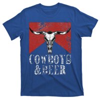 Cow & Beer Vintage Rodeo Bull Horn Western Country T-Shirt