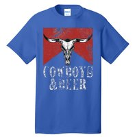 Cow & Beer Vintage Rodeo Bull Horn Western Country Tall T-Shirt