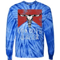 Cow & Beer Vintage Rodeo Bull Horn Western Country Tie-Dye Long Sleeve Shirt