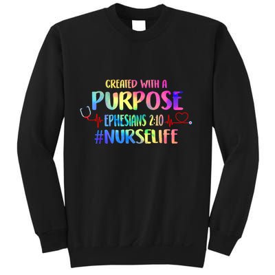 Christian Bible Verse Nurses Day Z18 Created With A Purpose Nurse Life Nursing C Sweatshirt