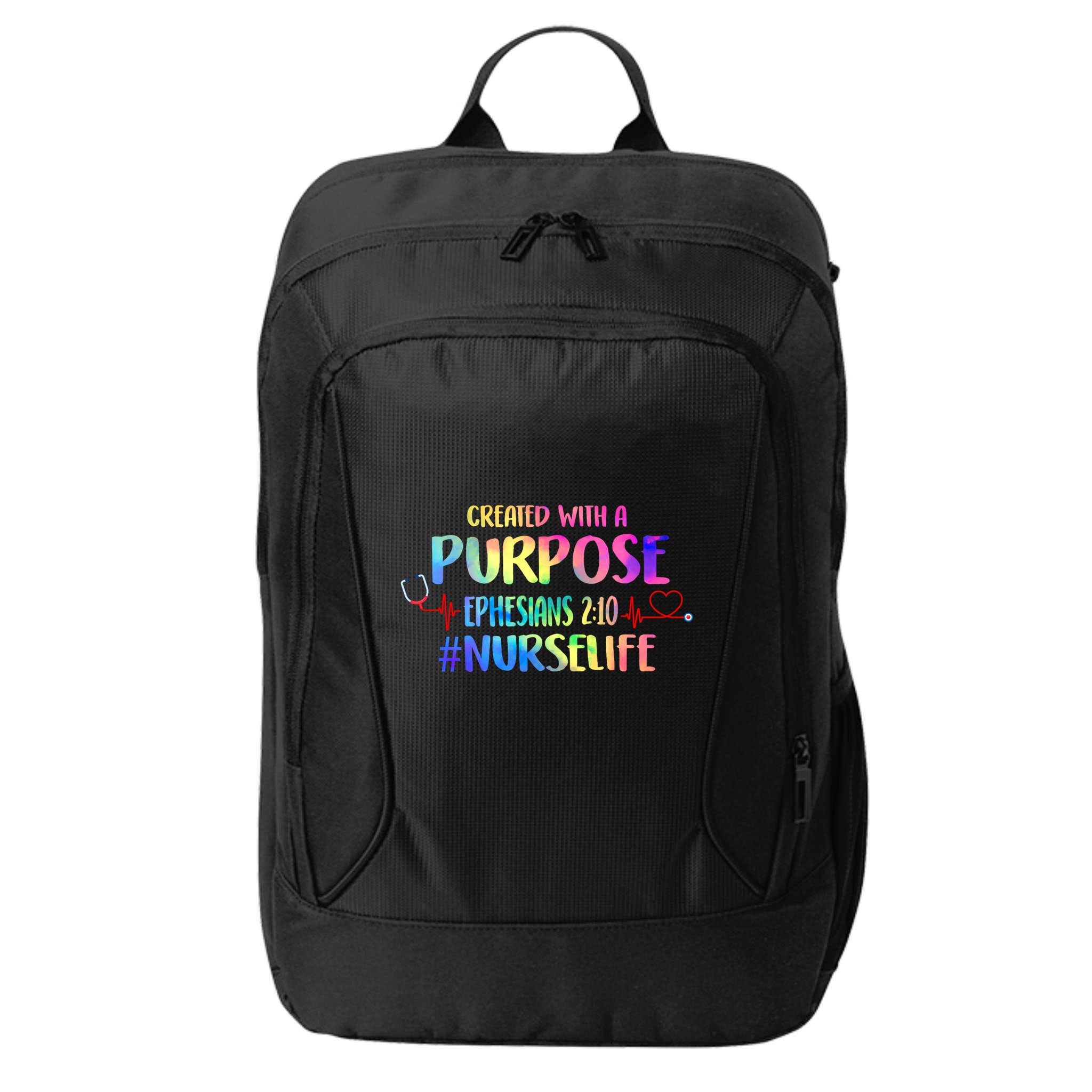 Christian Bible Verse Nurses Day Z18 Created With A Purpose Nurse Life Nursing C City Backpack