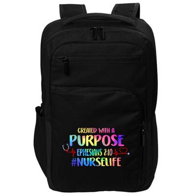 Christian Bible Verse Nurses Day Z18 Created With A Purpose Nurse Life Nursing C Impact Tech Backpack