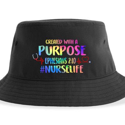 Christian Bible Verse Nurses Day Z18 Created With A Purpose Nurse Life Nursing C Sustainable Bucket Hat