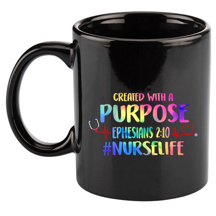 Christian Bible Verse Nurses Day Z18 Created With A Purpose Nurse Life Nursing C 11oz C Handle Ceramic Mug