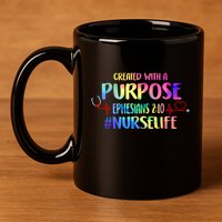 Christian Bible Verse Nurses Day Z18 Created With A Purpose Nurse Life Nursing C 11oz C Handle Ceramic Mug