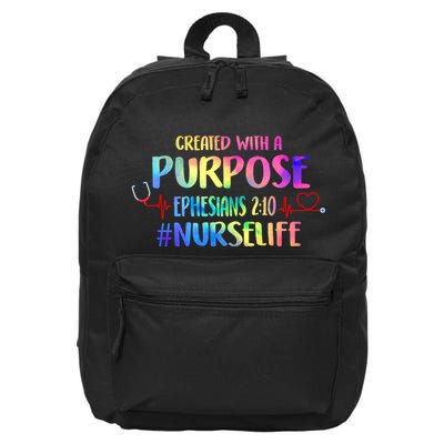 Christian Bible Verse Nurses Day Z18 Created With A Purpose Nurse Life Nursing C 16 in Basic Backpack