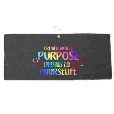 Christian Bible Verse Nurses Day Z18 Created With A Purpose Nurse Life Nursing C Large Microfiber Waffle Golf Towel