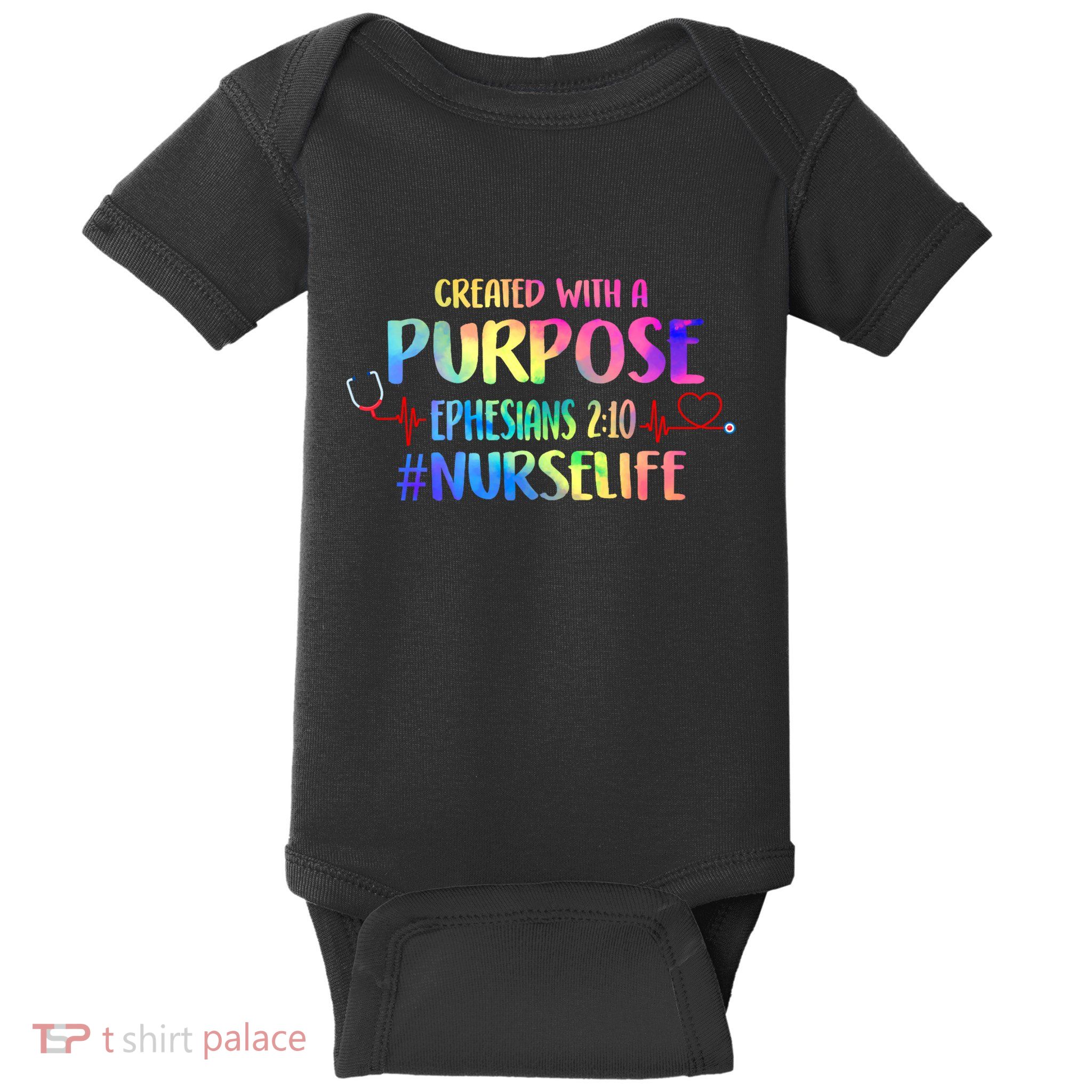 Christian Bible Verse Nurses Day Z18 Created With A Purpose Nurse Life Nursing C Baby Bodysuit
