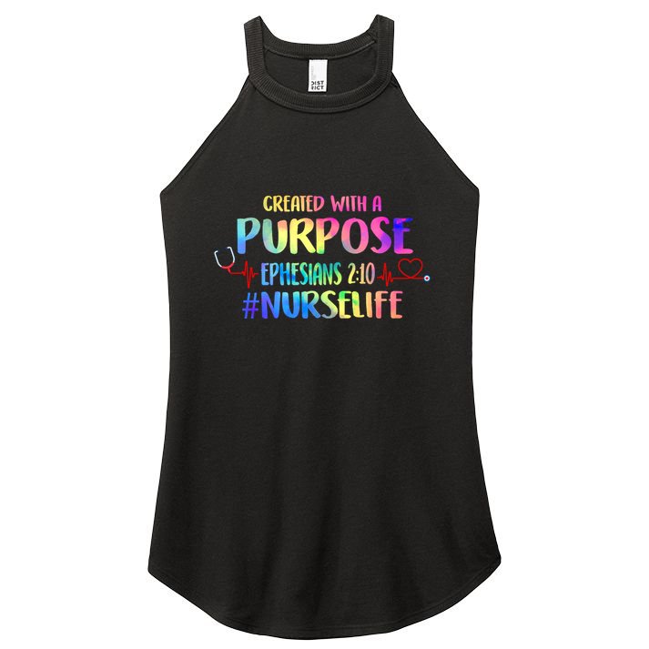 Christian Bible Verse Nurses Day Z18 Created With A Purpose Nurse Life Nursing C Women's Perfect Tri Rocker Tank