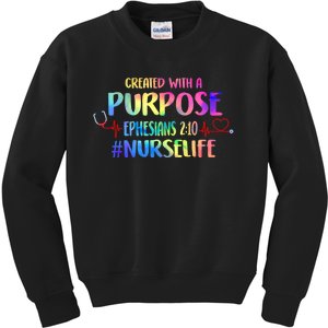 Christian Bible Verse Nurses Day Z18 Created With A Purpose Nurse Life Nursing C Kids Sweatshirt