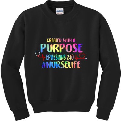 Christian Bible Verse Nurses Day Z18 Created With A Purpose Nurse Life Nursing C Kids Sweatshirt