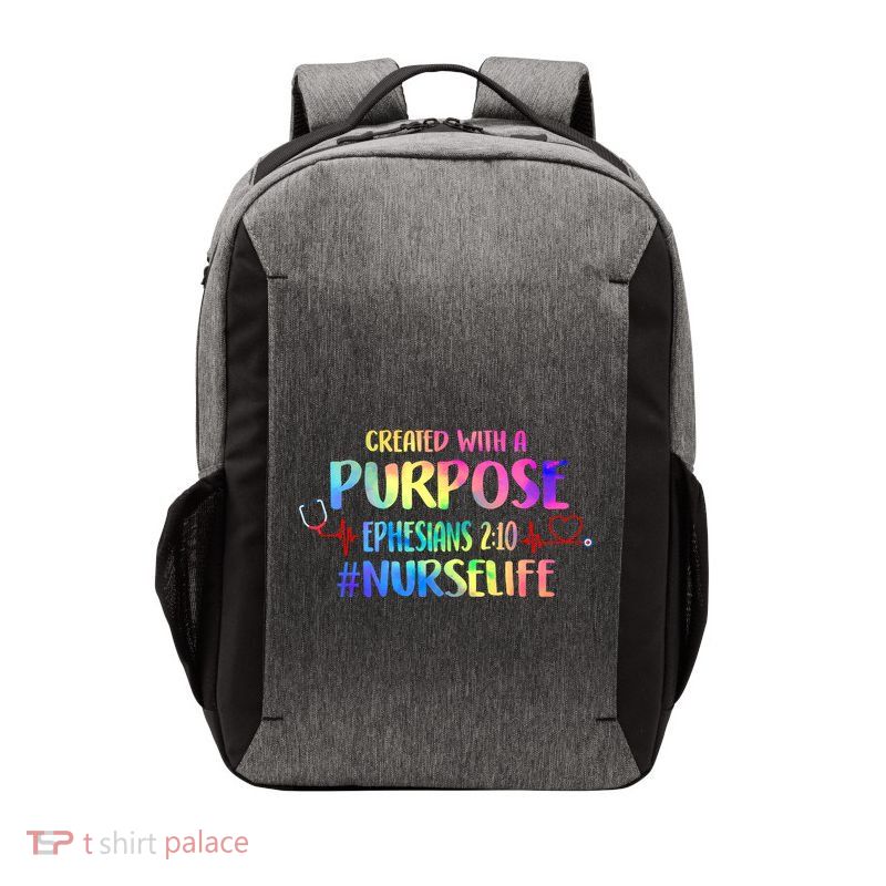 Christian Bible Verse Nurses Day Z18 Created With A Purpose Nurse Life Nursing C Vector Backpack