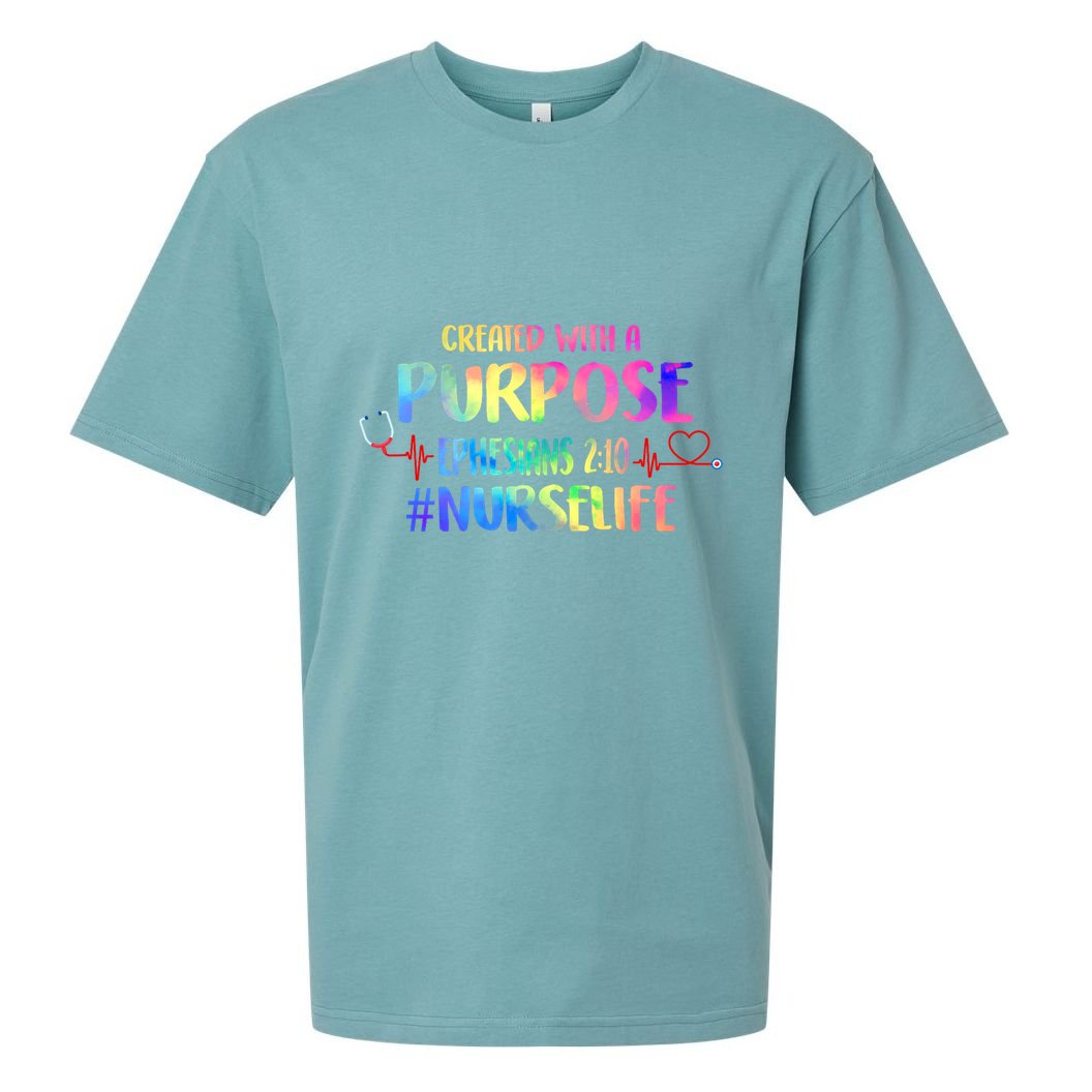 Christian Bible Verse Nurses Day Z18 Created With A Purpose Nurse Life Nursing C Sueded Cloud Jersey T-Shirt