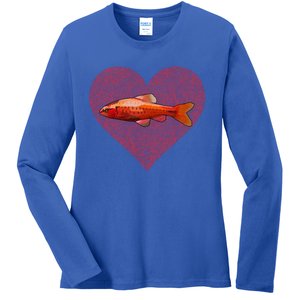 Cherry Barb Valentines Day Fish Love Fingerprint Gift Ladies Long Sleeve Shirt