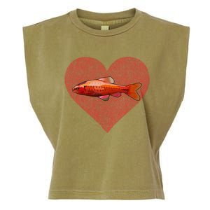 Cherry Barb Valentines Day Fish Love Fingerprint Gift Garment-Dyed Women's Muscle Tee