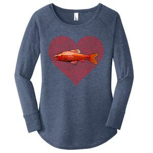 Cherry Barb Valentines Day Fish Love Fingerprint Gift Women's Perfect Tri Tunic Long Sleeve Shirt