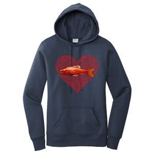 Cherry Barb Valentines Day Fish Love Fingerprint Gift Women's Pullover Hoodie