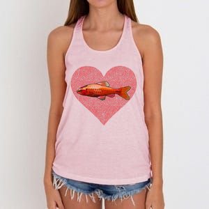 Cherry Barb Valentines Day Fish Love Fingerprint Gift Women's Knotted Racerback Tank